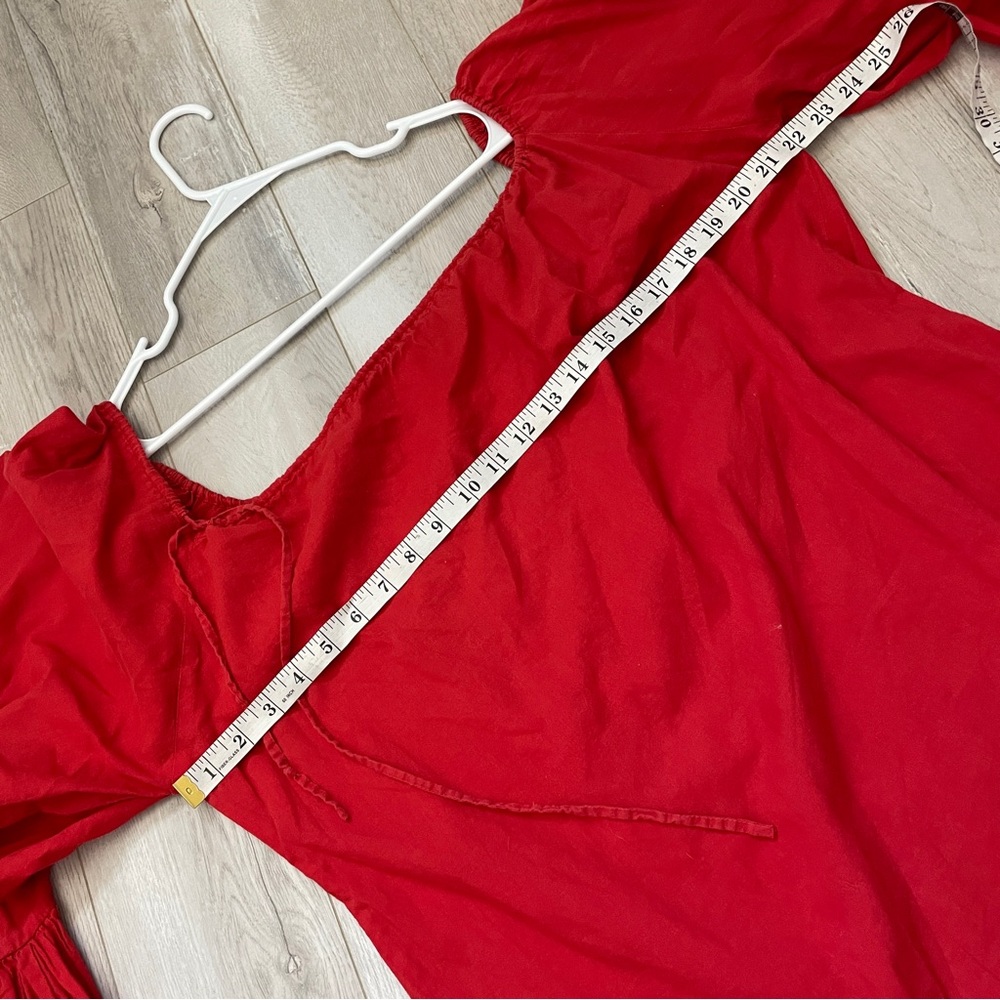 Indah Tunic Blouse flare ruffle sleeve womens Red (small medium) minimalist chic - Picture 3 of 6